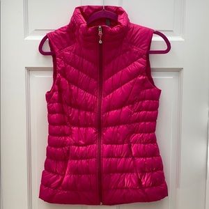 ATHLETA bright pink goose down vest S